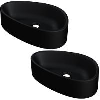Kit 02 Cubas De Apoio Gota Para Banheiro Lavabo C01 Bg43w Preto Matte Fosca - Lyam - 1