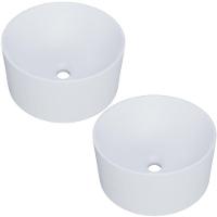 Kit 02 Cubas De Apoio Redonda Para Banheiro Lavabo C01 Bl30w Branca Matte Fosca - Lyam - 1