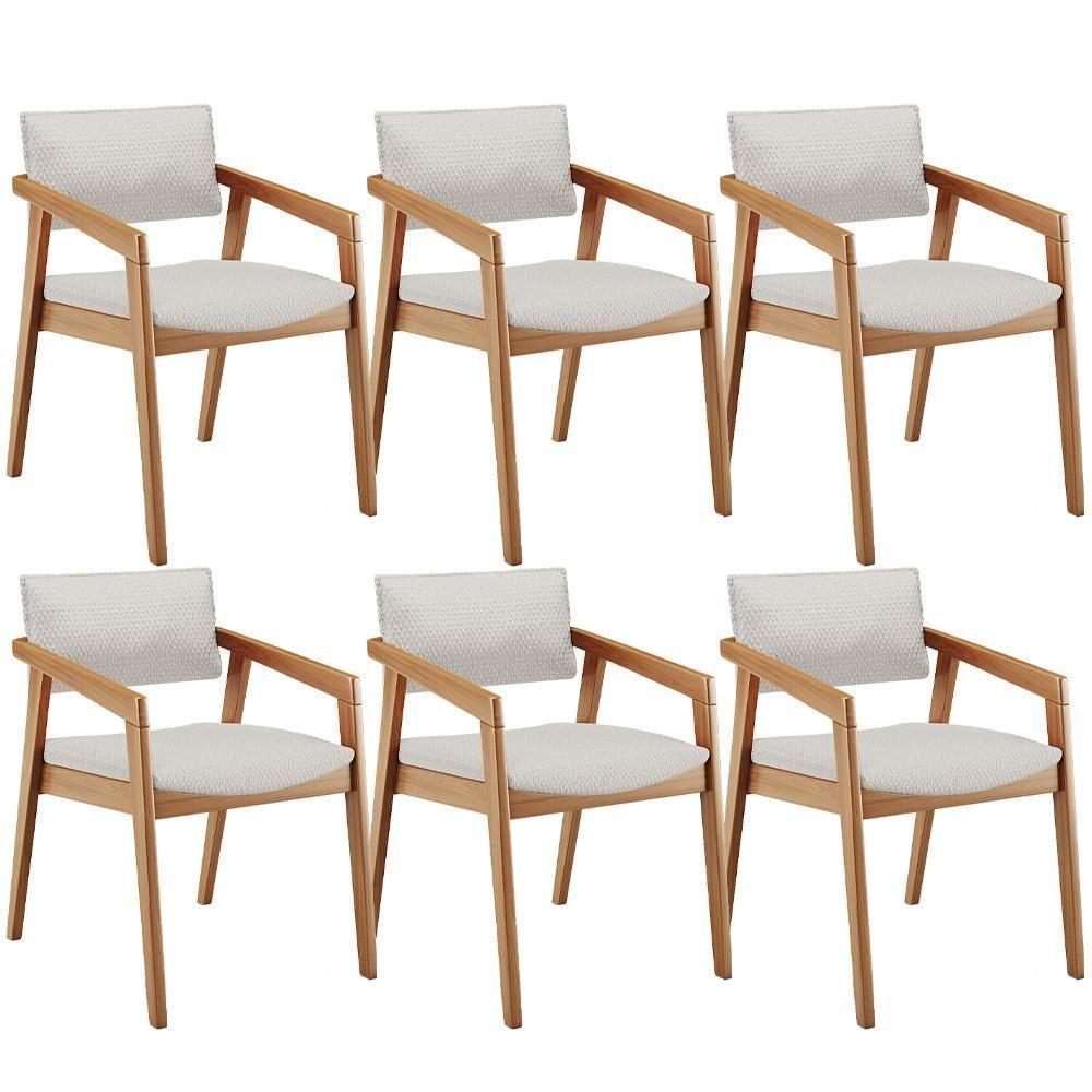 Kit 06 Cadeiras Para Sala De Jantar Estar Living Giorgia B04 Bouclê Cru - Lyam Decor - 1