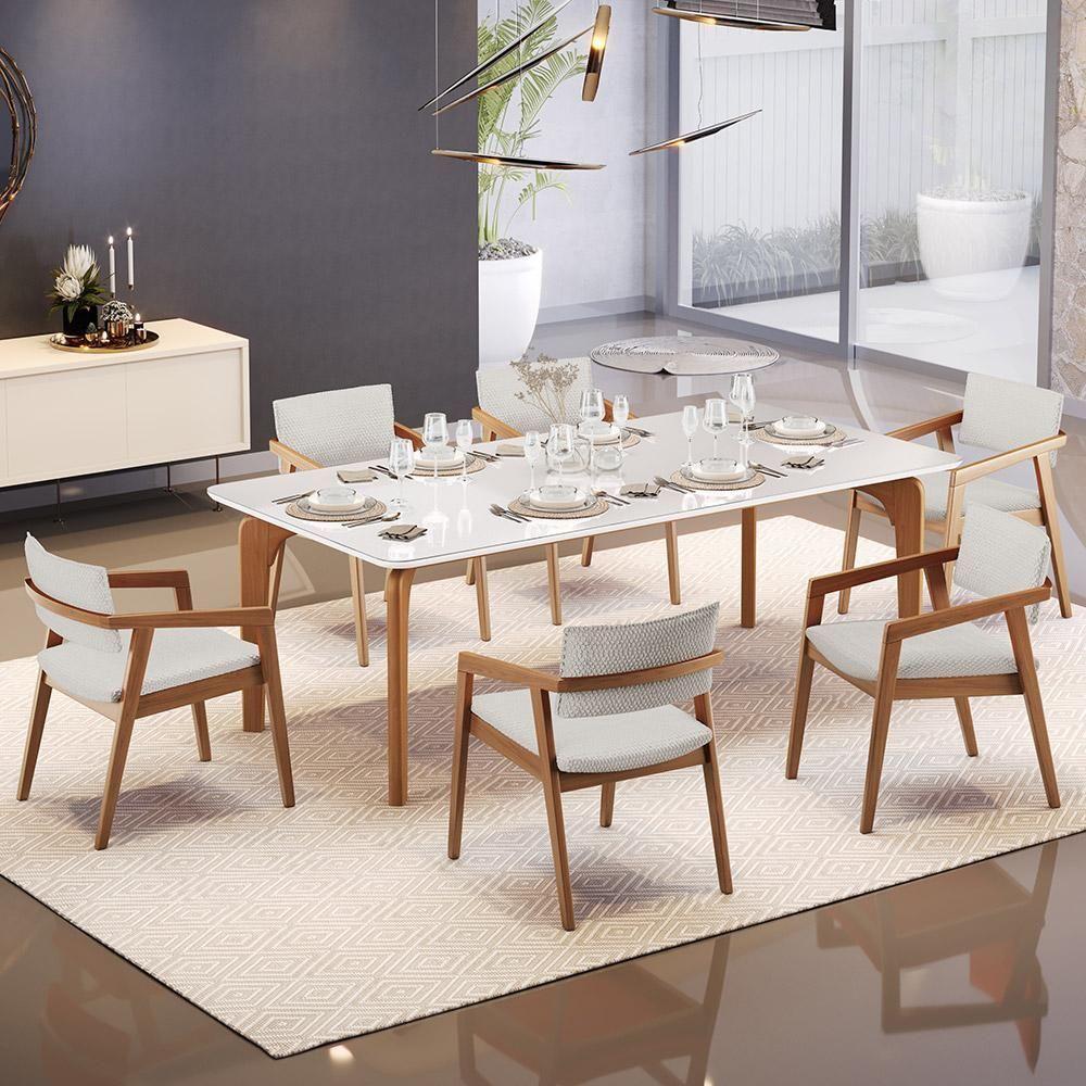 Kit 06 Cadeiras Para Sala De Jantar Estar Living Giorgia B04 Bouclê Cru - Lyam Decor - 8