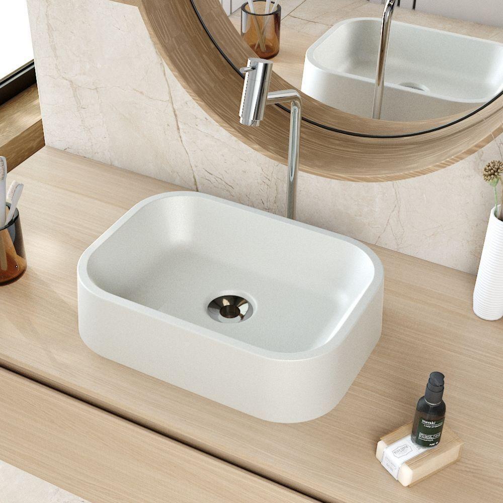 Kit 02 Cubas De Apoio Retangular Para Banheiro Lavabo C01 Br37w Cinza Matte Fosca - Lyam - 6