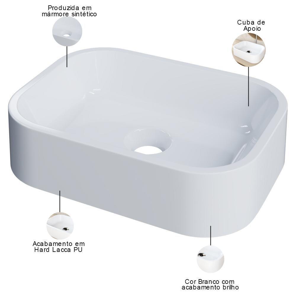 Kit 02 Cubas De Apoio Retangular Para Banheiro Lavabo C01 Br37w Branco - Lyam - 4