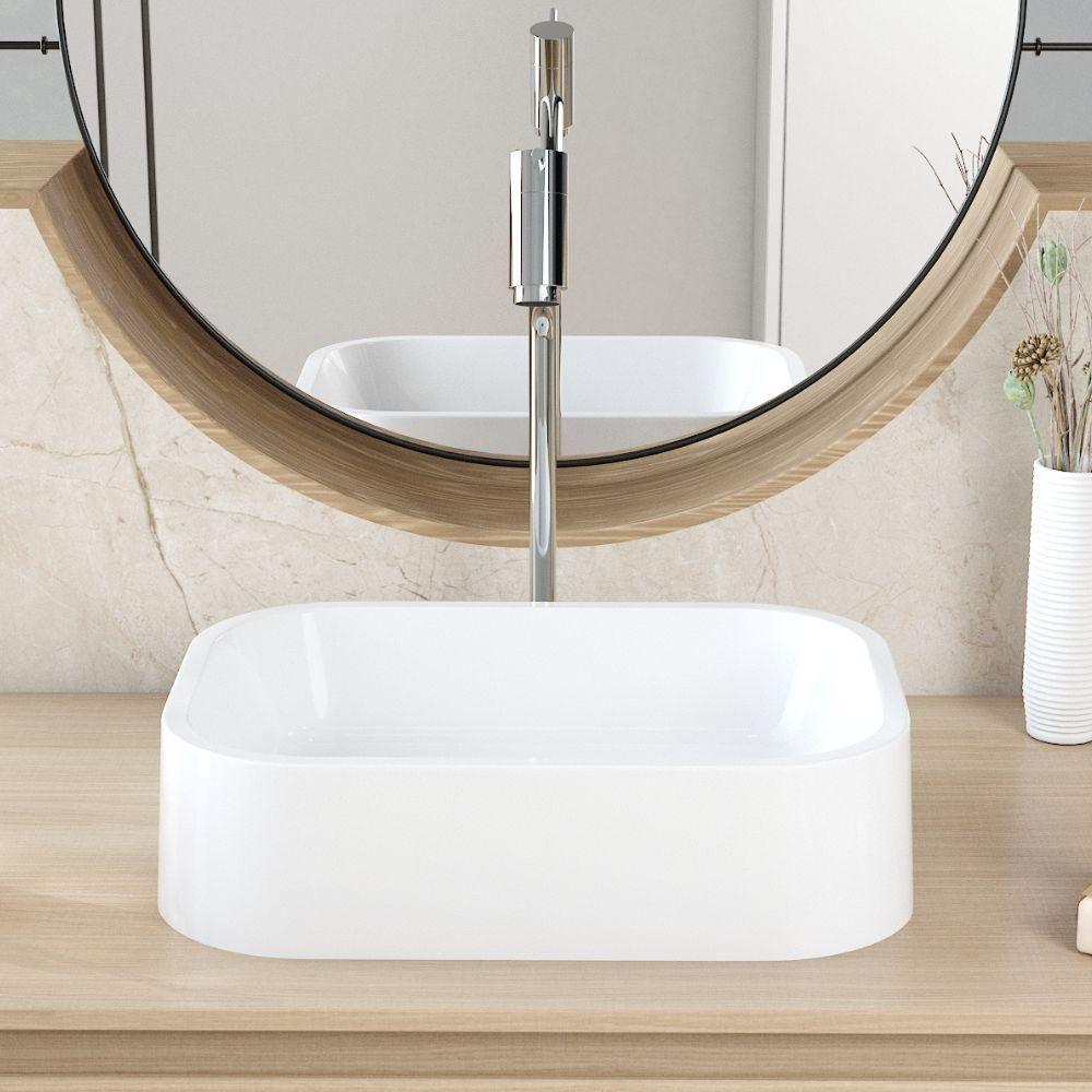 Kit 02 Cubas De Apoio Retangular Para Banheiro Lavabo C01 Br37w Branco - Lyam - 5