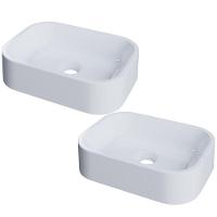 Kit 02 Cubas De Apoio Retangular Para Banheiro Lavabo C01 Br37w Branco - Lyam - 1