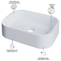 Kit 02 Cubas De Apoio Retangular Para Banheiro Lavabo C01 Br37w Branco - Lyam