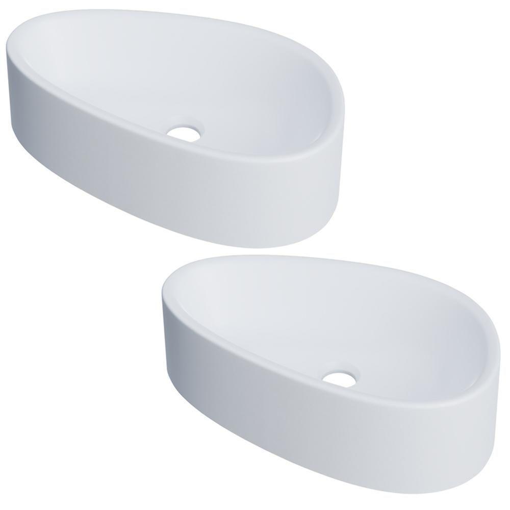 Kit 02 Cubas De Apoio Gota Para Banheiro Lavabo C01 Bg43w Branca Matte Fosca - Lyam - 1