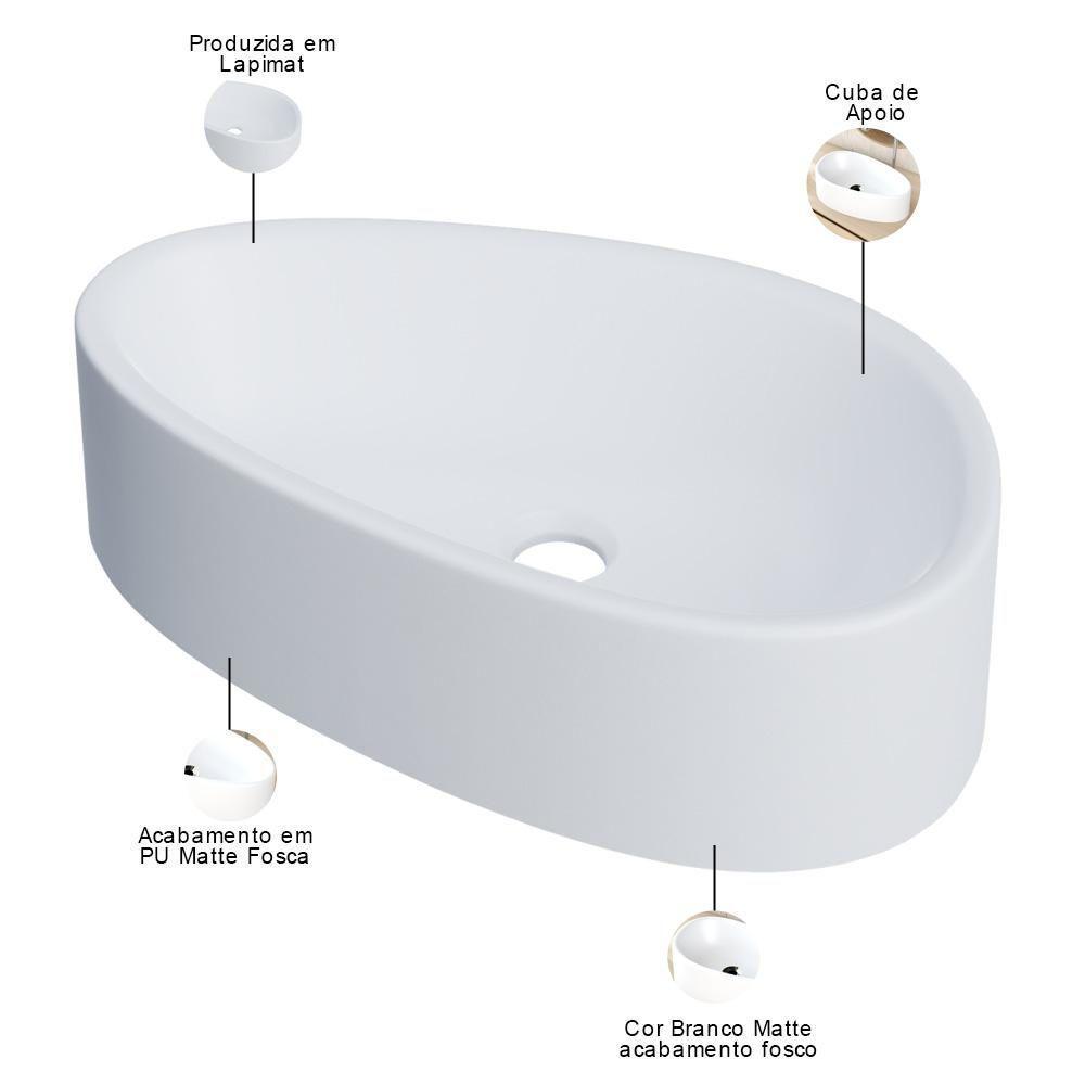 Kit 02 Cubas De Apoio Gota Para Banheiro Lavabo C01 Bg43w Branca Matte Fosca - Lyam - 4