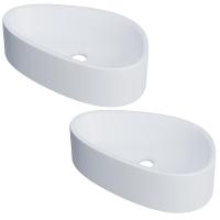 Kit 02 Cubas De Apoio Gota Para Banheiro Lavabo C01 Bg43w Branca Matte Fosca - Lyam - 1