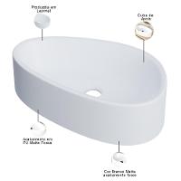 Kit 02 Cubas De Apoio Gota Para Banheiro Lavabo C01 Bg43w Branca Matte Fosca - Lyam