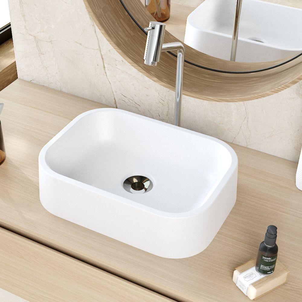 Cuba De Apoio Retangular Para Banheiro Lavabo C01 Br37w Branca Matte Fosca - Lyam - 5