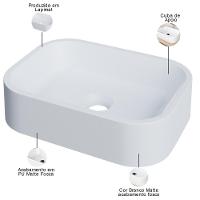 Cuba De Apoio Retangular Para Banheiro Lavabo C01 Br37w Branca Matte Fosca - Lyam - 3