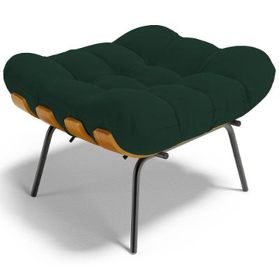 Puff Decorativo Sala De Estar Costela L02 Suede Verde Musgo - Lyam Decor