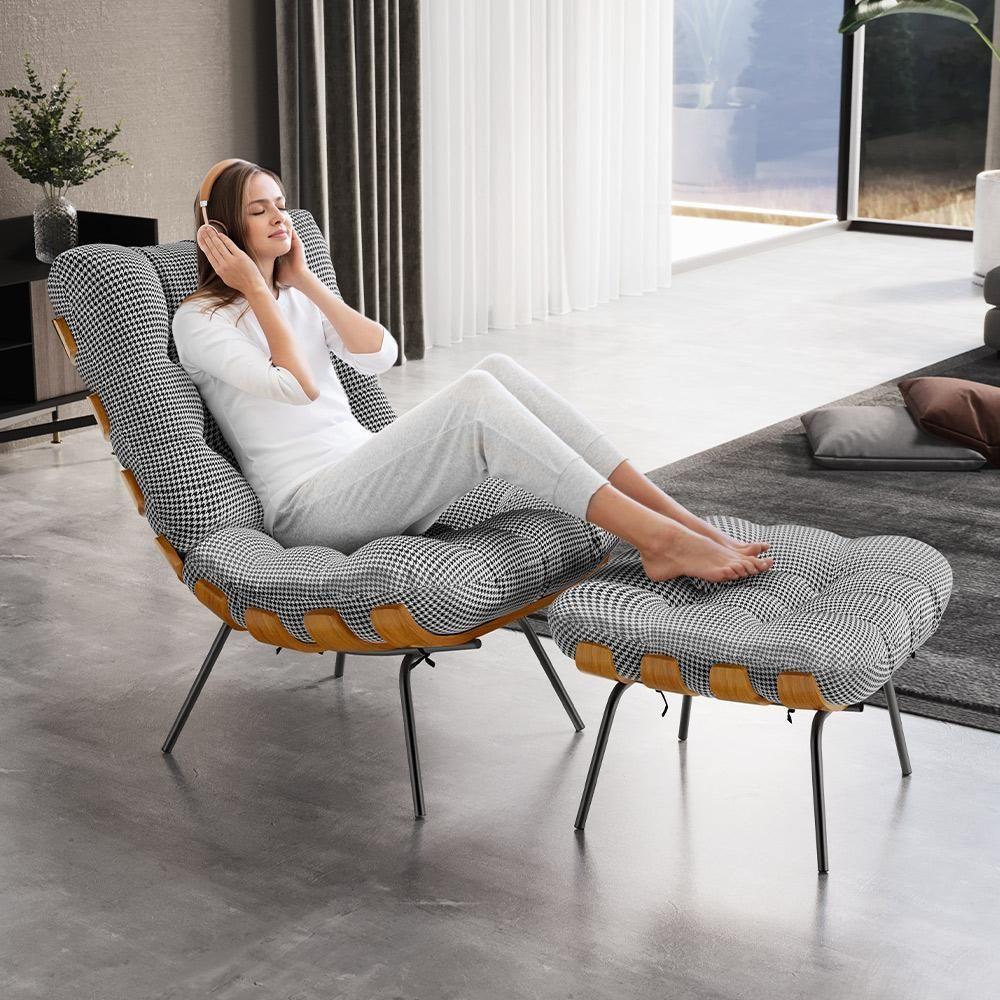 Puff Decorativo Sala De Estar Costela L02 Pied Poule - Lyam Decor - 6