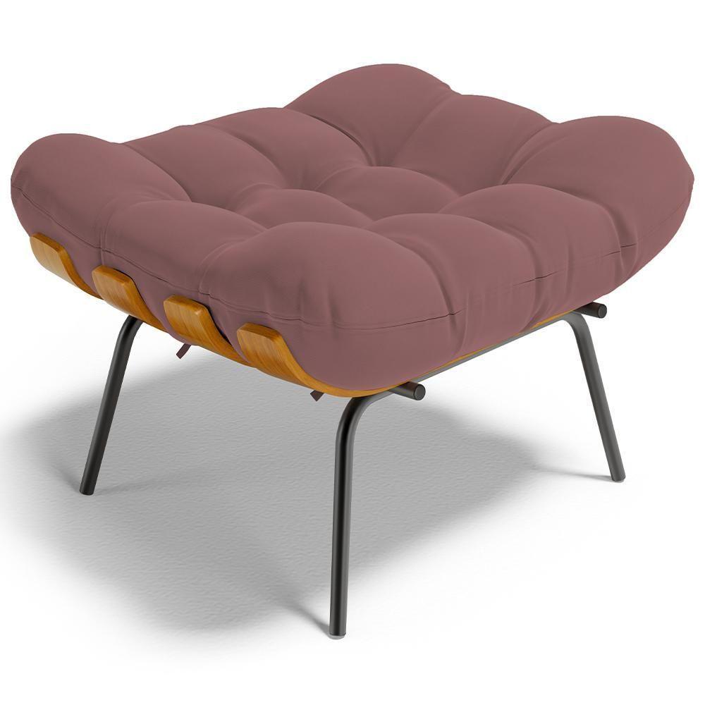 Puff Decorativo Sala De Estar Costela L02 Suede Rosê - Lyam Decor - 1