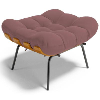 Puff Decorativo Sala De Estar Costela L02 Suede Rosê - Lyam Decor