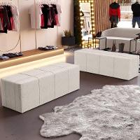 Puff Decorativo Living Sala De Estar 195 Cm Roma W01 Linho Cru - Lyam - 6