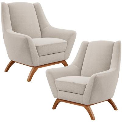 Kit 2 Poltronas Decorativa Juliet D02 Bouclê Creme Lyam Decor