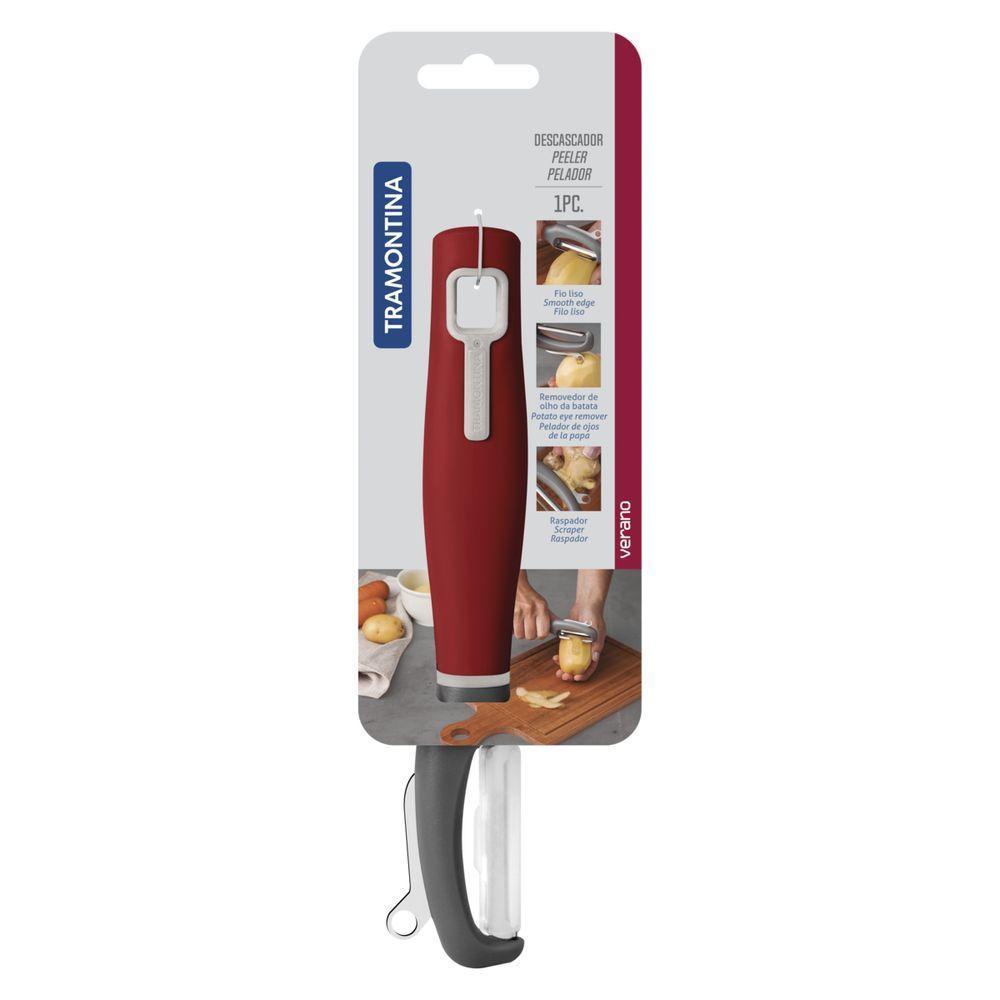 Descascador Tramontina Verano Com Lamina Em Aço Inox Com Fio Liso E Cabo De Polipropileno Vermelho - 1