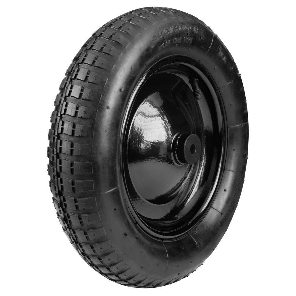 Pneu Com Câmara 3.25-8 Polegada E Roda Metálica Tramontina Para Carrinho De Mão Com Bucha Plástica - 1