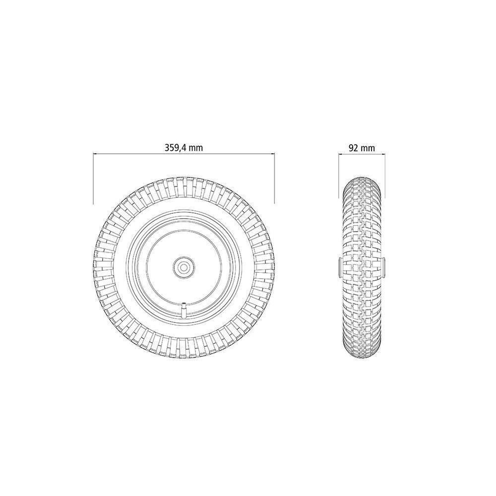 Pneu Com Câmara 3.25-8 Polegada E Roda Metálica Tramontina Para Carrinho De Mão Com Bucha Plástica - 2