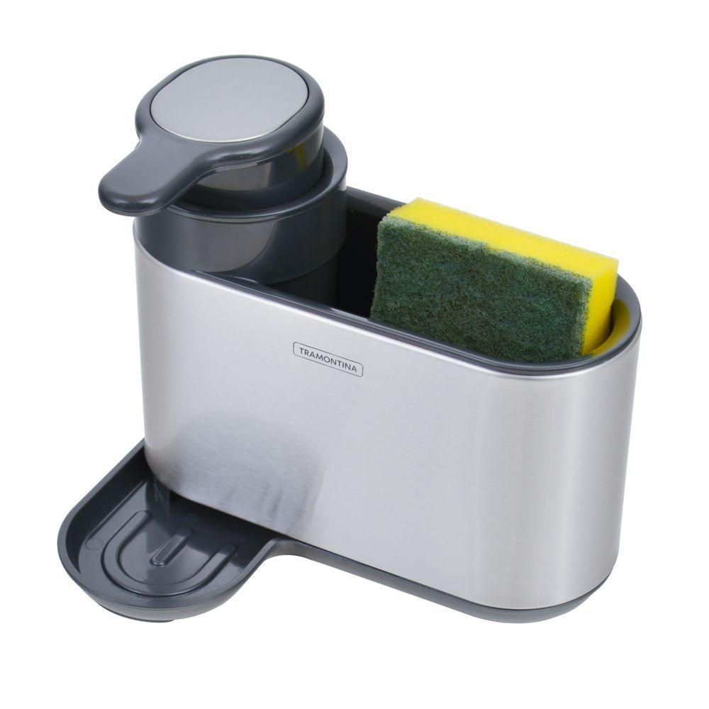 Suporte De Esponja Com Dosador De Sabão Tramontina Em Plástico Abs E Aço Inox - 2