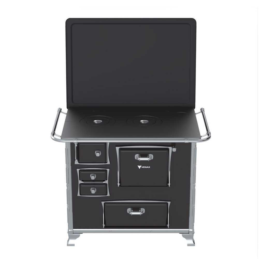 Fogão A Lenha N° 02 Gii Preto Gab. Chapa Ferro Fundido Saída Direita C/ Tampa - Venax - 2