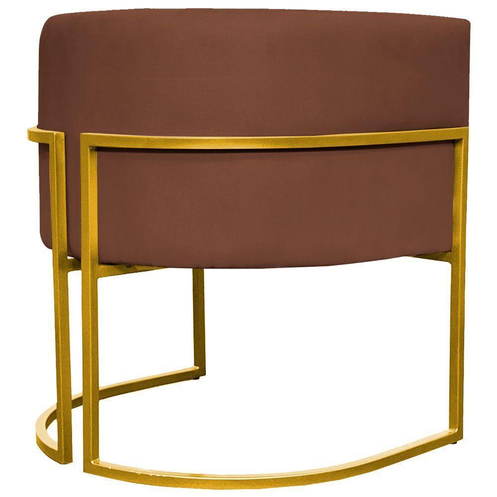 Poltrona Decorativa Recepção Luna Suede Cores Base De Ferro Dourada - Terracota, Suede - 5