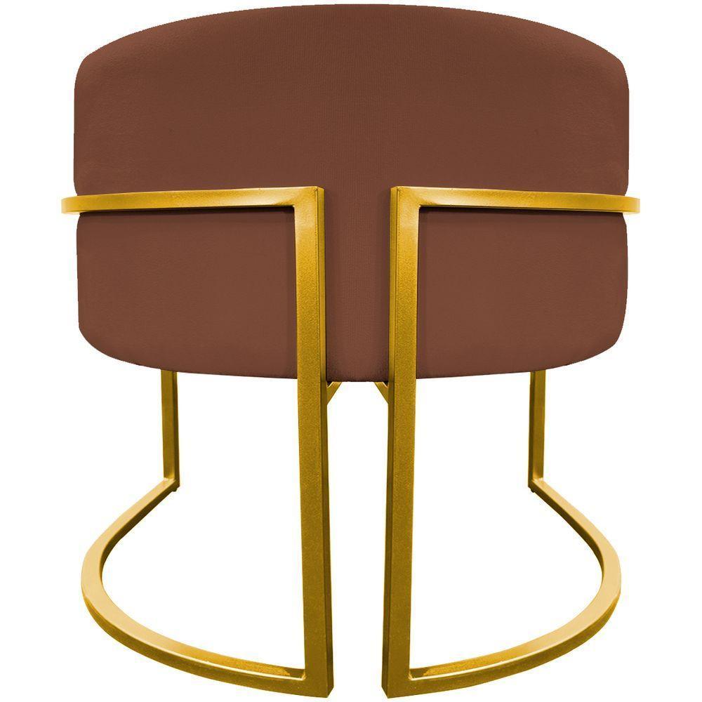 Poltrona Decorativa Recepção Luna Suede Cores Base De Ferro Dourada - Terracota, Suede - 6