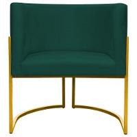 Poltrona Decorativa Recepção Luna Suede Cores Base De Ferro Dourada - Verde, Suede - 3