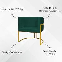 Poltrona Decorativa Recepção Luna Suede Cores Base De Ferro Dourada - Verde, Suede - 7