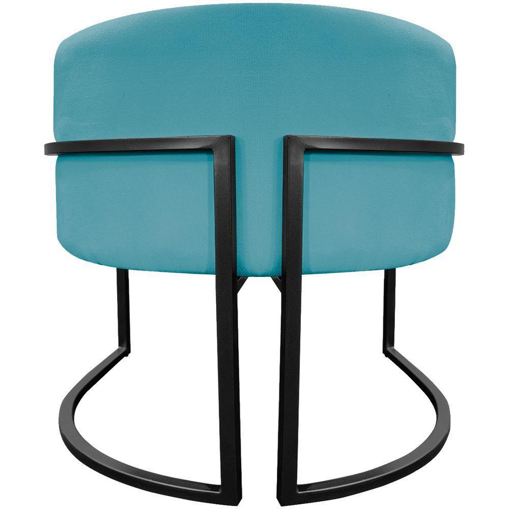 Poltrona Luna Suede Cores Base De Ferro Preta - Azul-turquesa, Suede - 3