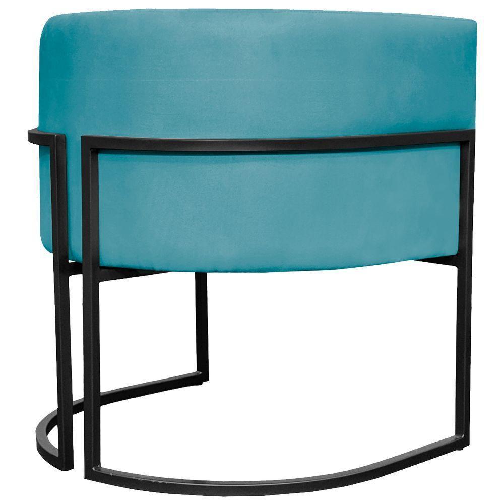 Poltrona Luna Suede Cores Base De Ferro Preta - Azul-turquesa, Suede - 4