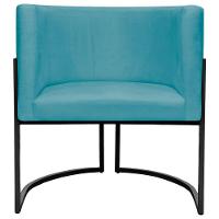 Poltrona Luna Suede Cores Base De Ferro Preta - Azul-turquesa, Suede - 6