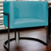 Poltrona Luna Suede Cores Base De Ferro Preta - Azul-turquesa, Suede - 7