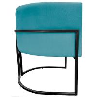 Poltrona Luna Suede Cores Base De Ferro Preta - Azul-turquesa, Suede - 8