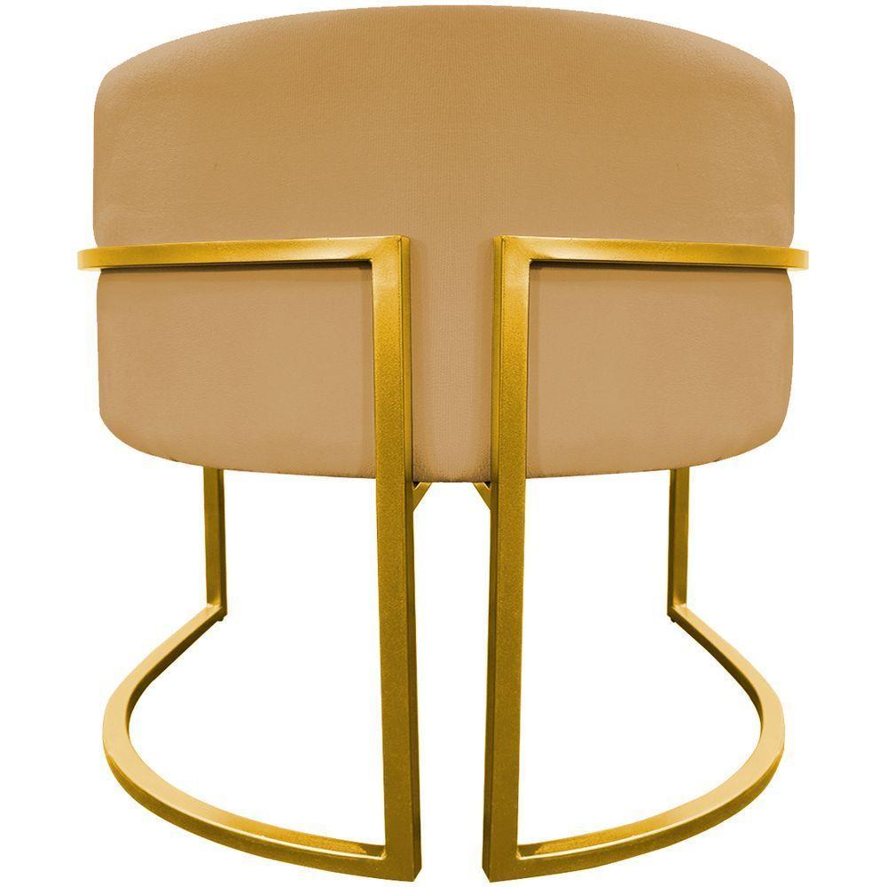 Poltrona Decorativa Recepção Luna Suede Cores Base De Ferro Dourada - Mostarda, Suede - 6