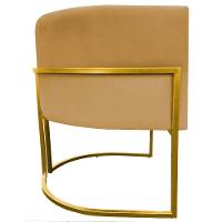 Poltrona Decorativa Recepção Luna Suede Cores Base De Ferro Dourada - Mostarda, Suede