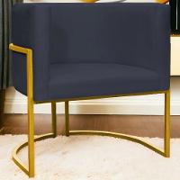Poltrona Decorativa Recepção Luna Suede Cores Base De Ferro Dourada - Preto, Suede - 2