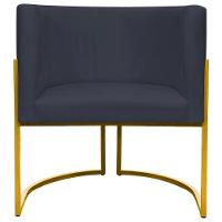 Poltrona Decorativa Recepção Luna Suede Cores Base De Ferro Dourada - Preto, Suede - 3