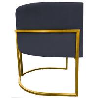 Poltrona Decorativa Recepção Luna Suede Cores Base De Ferro Dourada - Preto, Suede