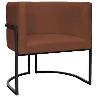 Poltrona Decorativa Para Recepção Luna Suede Base De Ferro Preta - Terracota, Suede