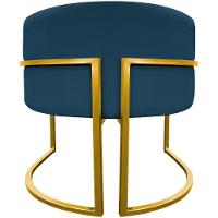 Poltrona Decorativa Recepção Luna Suede Cores Base De Ferro Dourada - Azul-marinho, Suede - 6