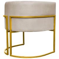 Poltrona Decorativa Recepção Luna Suede Cores Base De Ferro Dourada - Bege, Suede - 5