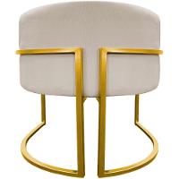 Poltrona Decorativa Recepção Luna Suede Cores Base De Ferro Dourada - Bege, Suede - 6