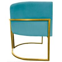 Poltrona Decorativa Recepção Luna Suede Cores Base De Ferro Dourada - Azul-turquesa, Suede - 5