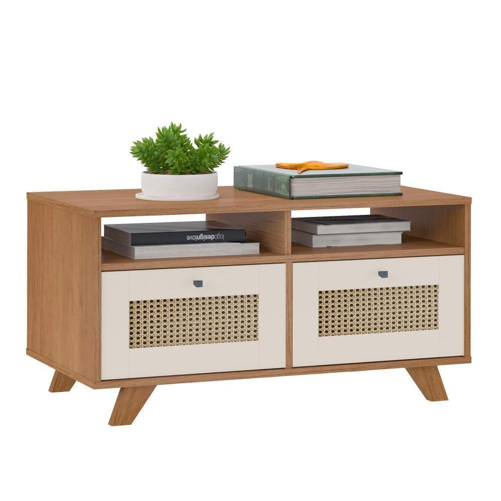 Mesa De Centro Com 2 Gavetas Trama Cinamomo/off White Artely Cinamomo/off White - 1