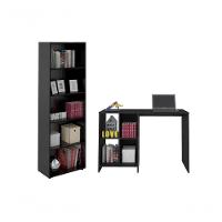 Conjunto Para Escritório Com Mesa 4 Nichos E Estante Preto Artely Preto - 1