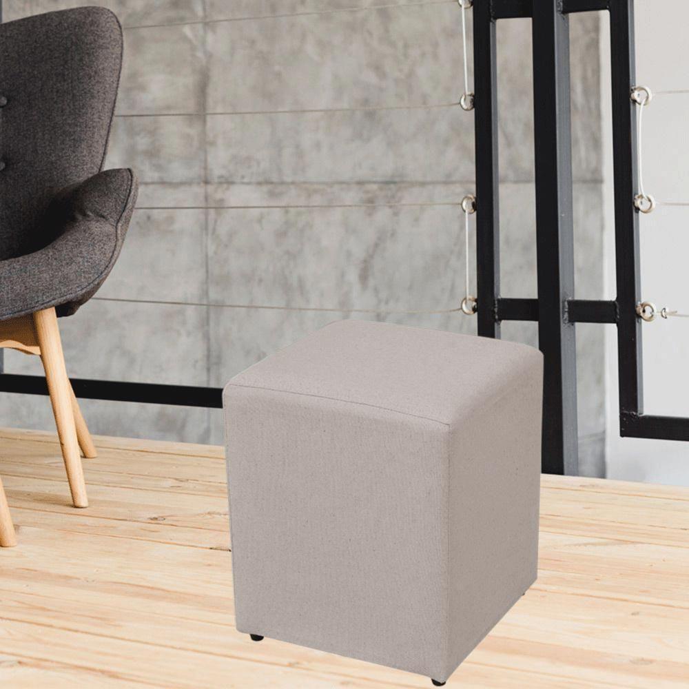 Puff Quadrado L02 Sala De Estar Linho Bege - 4