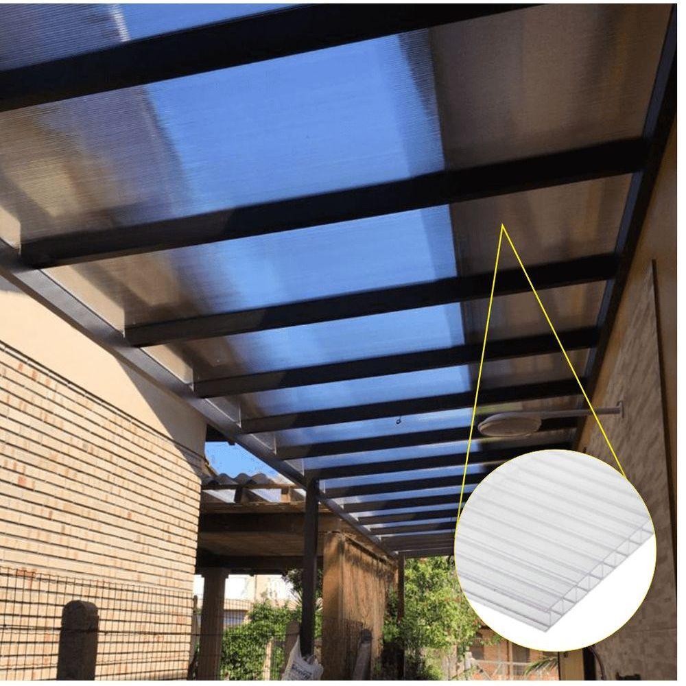 Chapa De Policarbonato Alveolar Cristal 10mm 2,10m X 6,00m - 2