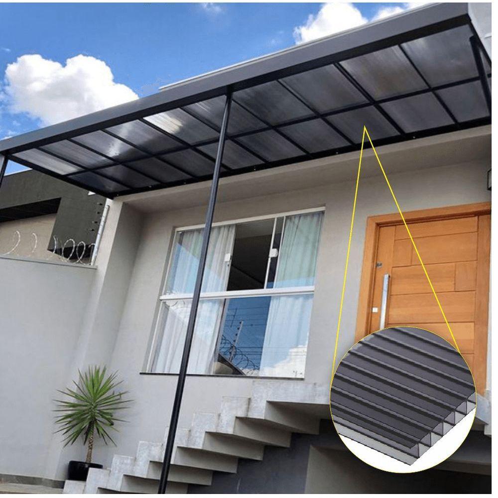 Chapa De Policarbonato Alveolar Fume 6mm 2,10m X 6,00m Polygal - 5